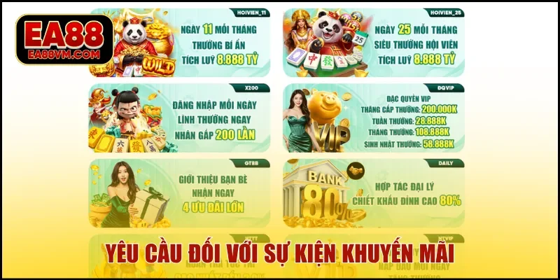 Yêu cầu đối với sự kiện khuyến mãi